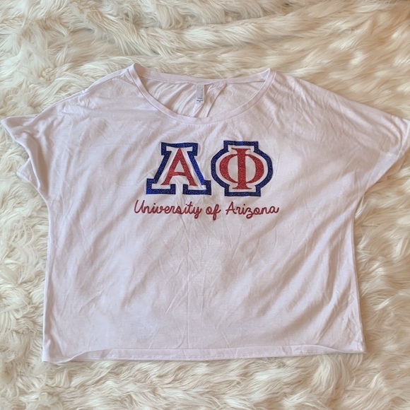 University of Arizona Alpha Phi Glitter Open Back Top Size XL - Picture 1 of 9